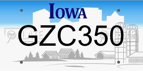GZC350 Iowa License Plate