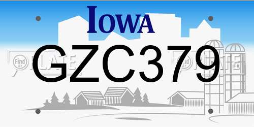 GZC379 Iowa License Plate