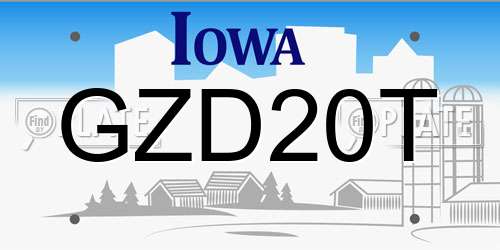 GZD20T Iowa License Plate