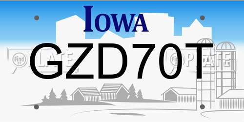 GZD70T Iowa License Plate