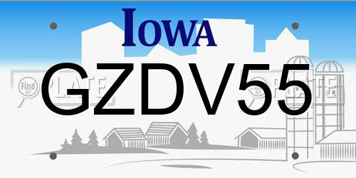 GZDV55 Iowa License Plate