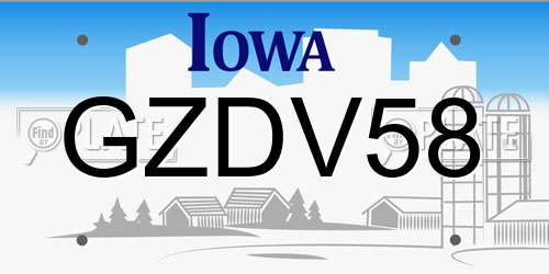 GZDV58 Iowa License Plate