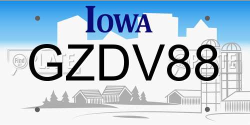 GZDV88 Iowa License Plate