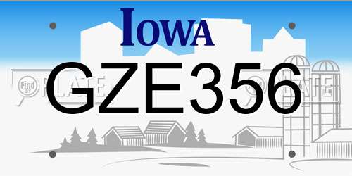 GZE356 Iowa License Plate