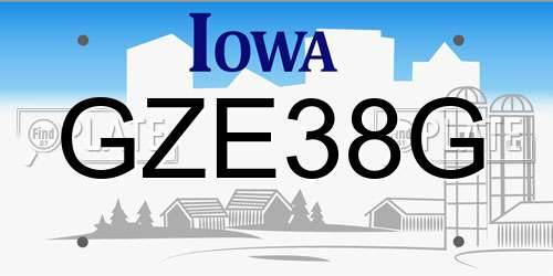 GZE38G Iowa License Plate