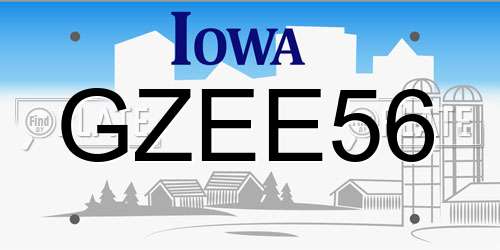 GZEE56 Iowa License Plate