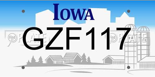 GZF117 Iowa License Plate