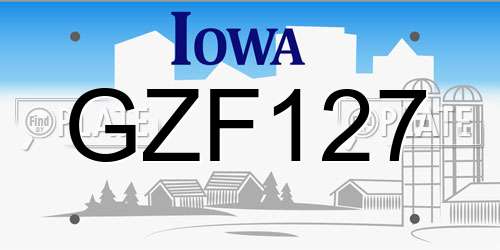 GZF127 Iowa License Plate