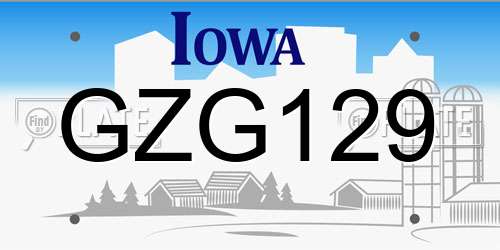 GZG129 Iowa License Plate