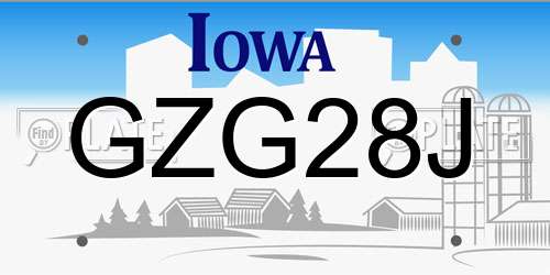 GZG28J Iowa License Plate
