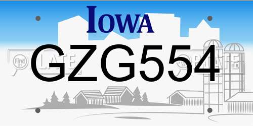 GZG554 Iowa License Plate