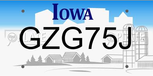 GZG75J Iowa License Plate