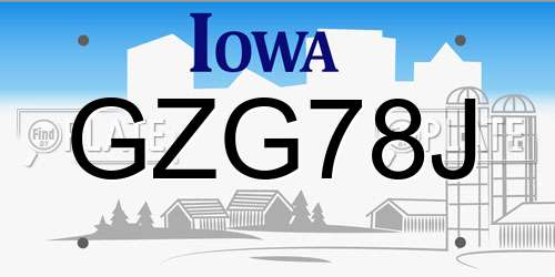 GZG78J Iowa License Plate
