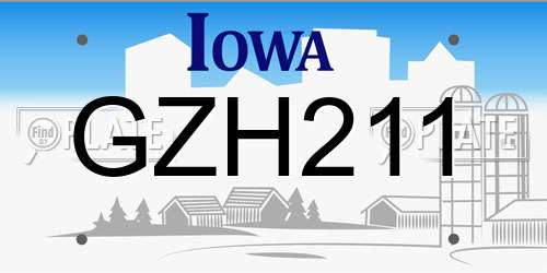 GZH211 Iowa License Plate