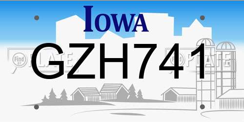 GZH741 Iowa License Plate