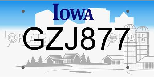 GZJ877 Iowa License Plate