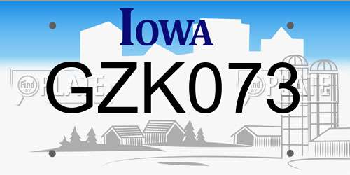 GZK073 Iowa License Plate