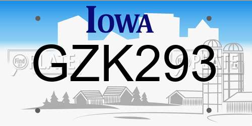 GZK293 Iowa License Plate