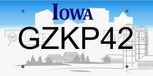 GZKP42 Iowa License Plate