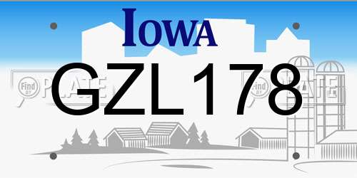 GZL178 Iowa License Plate