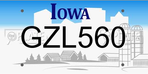 GZL560 Iowa License Plate