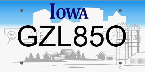 GZL85O Iowa License Plate