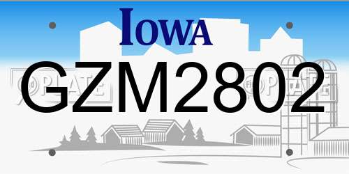 GZM2802 Iowa License Plate