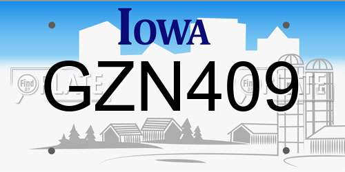 GZN409 Iowa License Plate