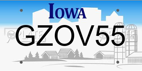 GZOV55 Iowa License Plate