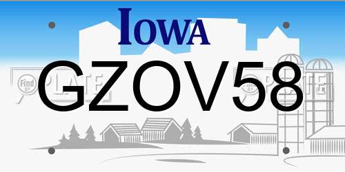 GZOV58 Iowa License Plate