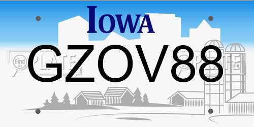GZOV88 Iowa License Plate