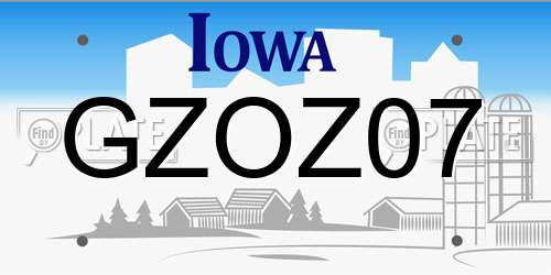 GZOZ07 Iowa License Plate