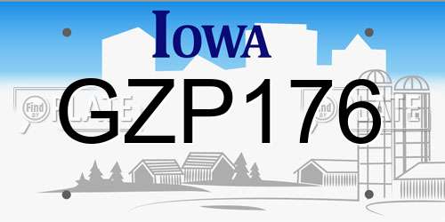 GZP176 Iowa License Plate