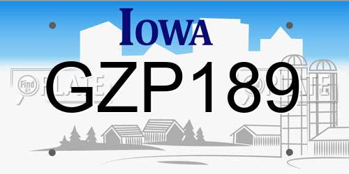 GZP189 Iowa License Plate