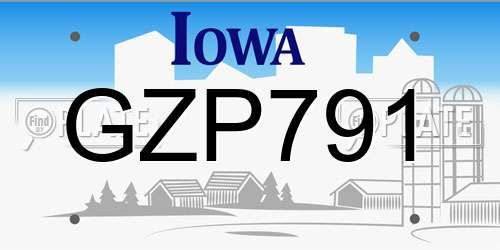 GZP791 Iowa License Plate