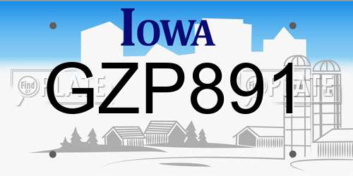 GZP891 Iowa License Plate
