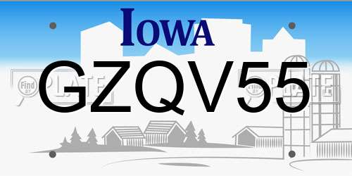 GZQV55 Iowa License Plate