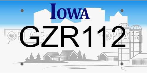 GZR112 Iowa License Plate