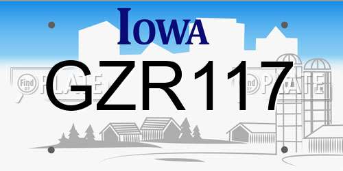 GZR117 Iowa License Plate