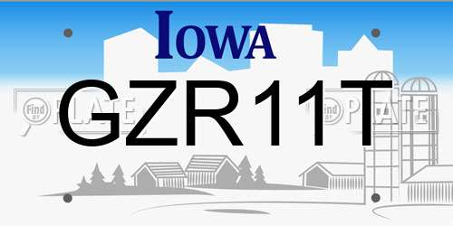 GZR11T Iowa License Plate