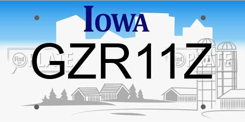 GZR11Z Iowa License Plate