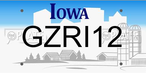 GZRI12 Iowa License Plate