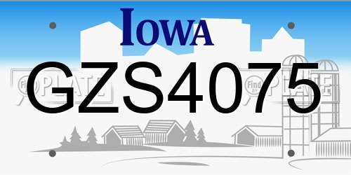 GZS4075 Iowa License Plate
