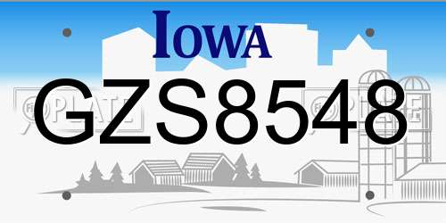 GZS8548 Iowa License Plate