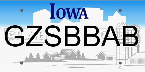 GZSBBAB Iowa License Plate