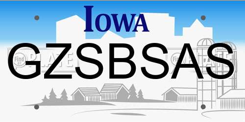 GZSBSAS Iowa License Plate