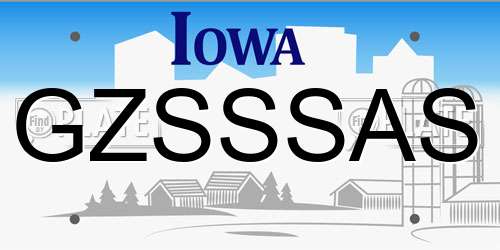 GZSSSAS Iowa License Plate