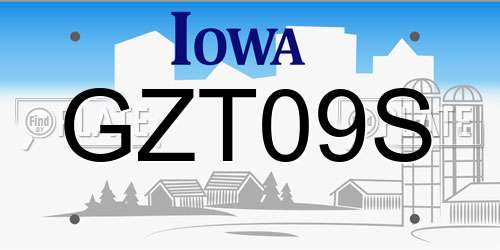 GZT09S Iowa License Plate