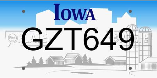 GZT649 Iowa License Plate