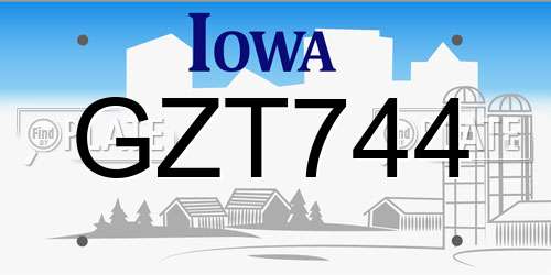 GZT744 Iowa License Plate